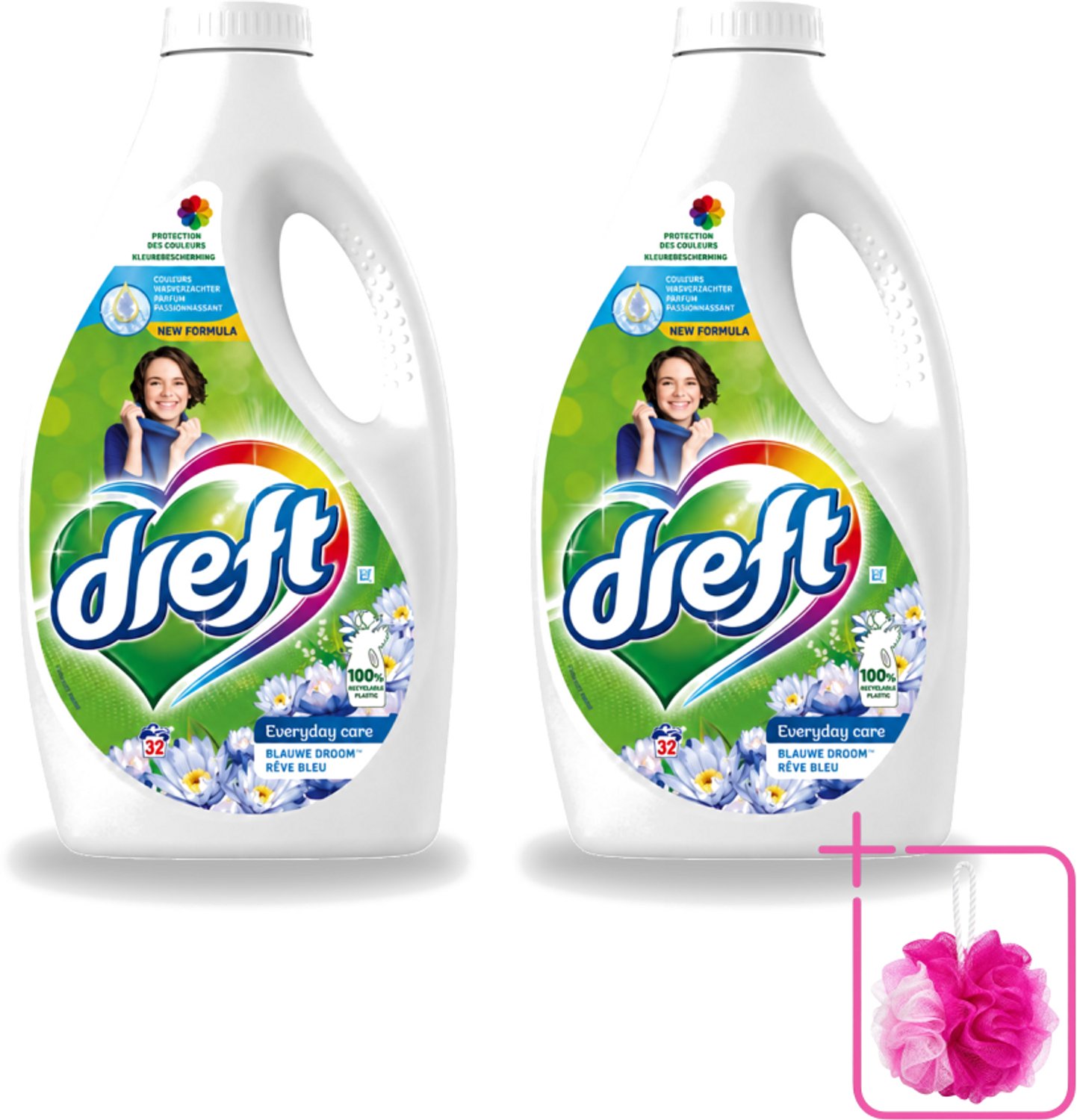 2 x Dreft – Vloeibaar Wasmiddel – Blue Dream – 32 Wasbeurten - Bulkverpakking - Wasmiddel - Douchemop - Vloeibaar wasmiddel