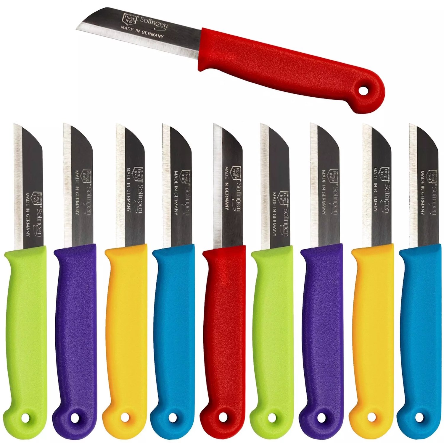 Solingen Schilmesje – RVS – 6,5 cm met Blade Cover – Mix – 10 Stuks – Gestickerd per stuk
