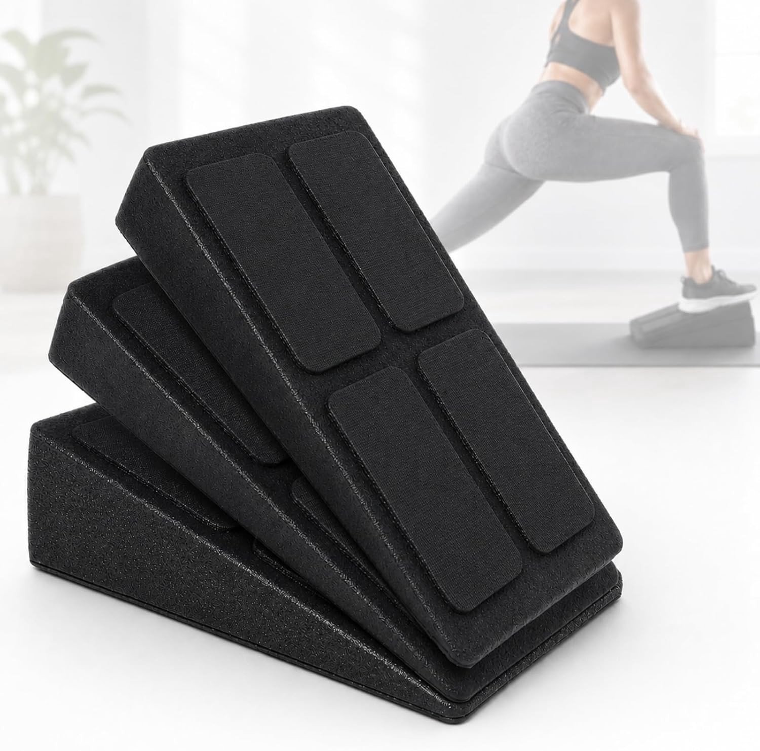 Set van 3 Kuitstrekkers en Kniekussens, Mobilisatie Wedge voor Rekken van Achillespees en Fascia, Ideaal voor Yoga en Fysio