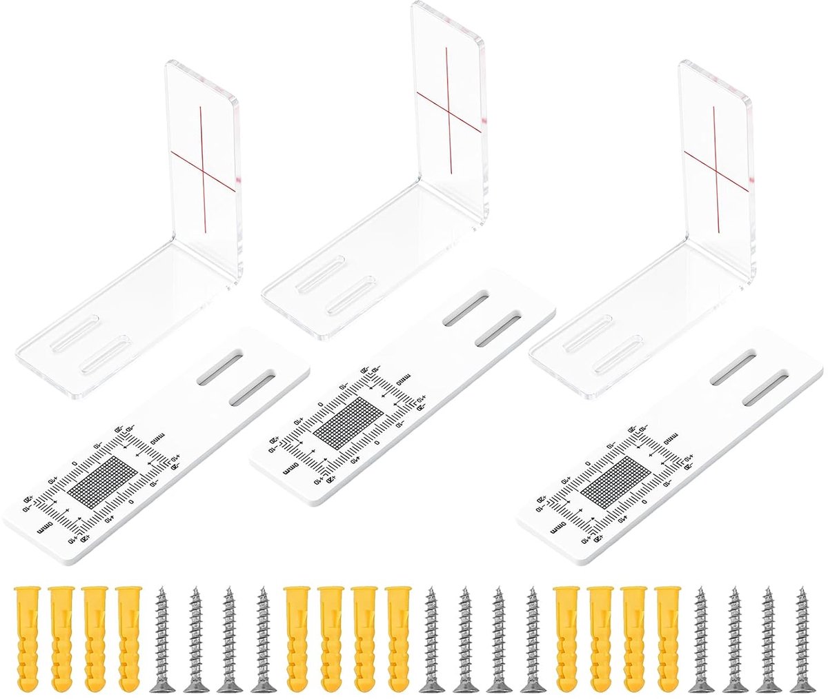 3 stuks standaard scheurmonitor, acryl meetgereedschap voor wandscheuren (L-vormig) - ShopVlot