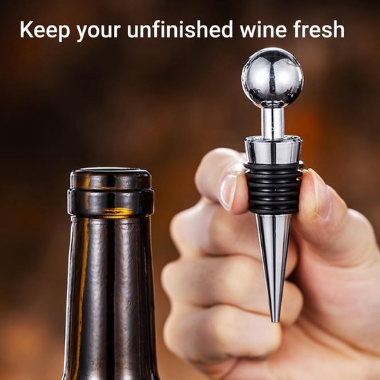 Herbruikbare Wijnfles Stopper Set van 3, Perfect voor Champagne, Prosecco en Bier, Gemaakt van Duurzaam Zinklegering — afbeelding 5