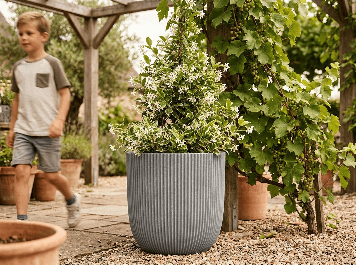 Capi Europe Flower Pot bowl Groove NL - 43x41 - Warm taupe