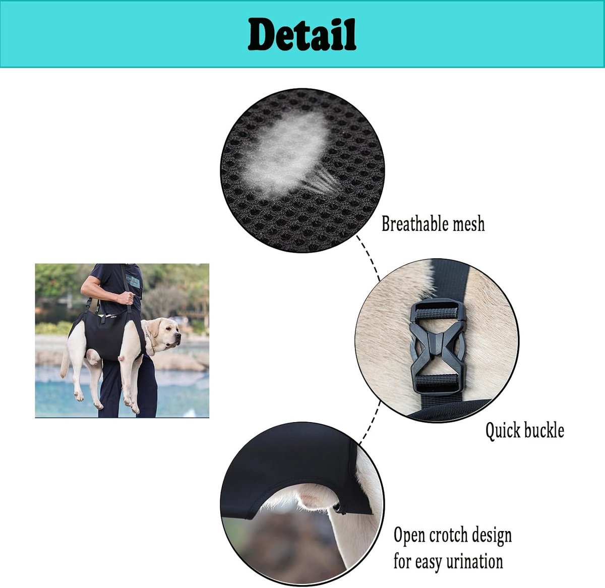 Adjustable Dog Harness for Large Medium Dogs Carry Aid Dog Stairs Adjustable Walking Aid Anti-Pull Harness with - ShopVlot