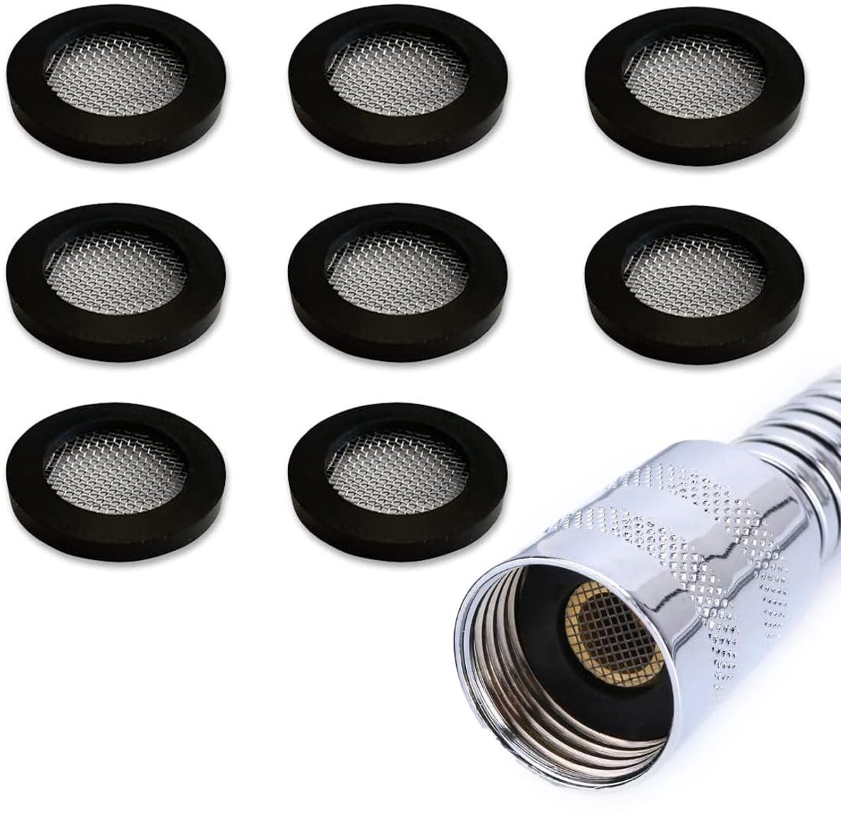 Pack of 8 Shower Seals, Rubber Seal for Shower Hose, Stainless Steel Filter Seal, Filter, Shower Head, Sealing Ring - ShopVlot