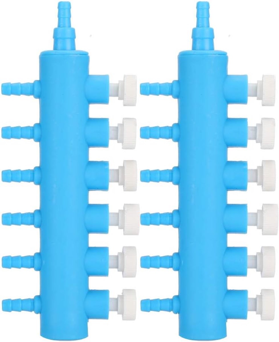 SnelShoppen - 2pcs Aquarium Air Flow Control Lever Valve Distributor Splitter Airline Tube Connector voor Fish Tank - 6-Way - Duurzaam Plastic