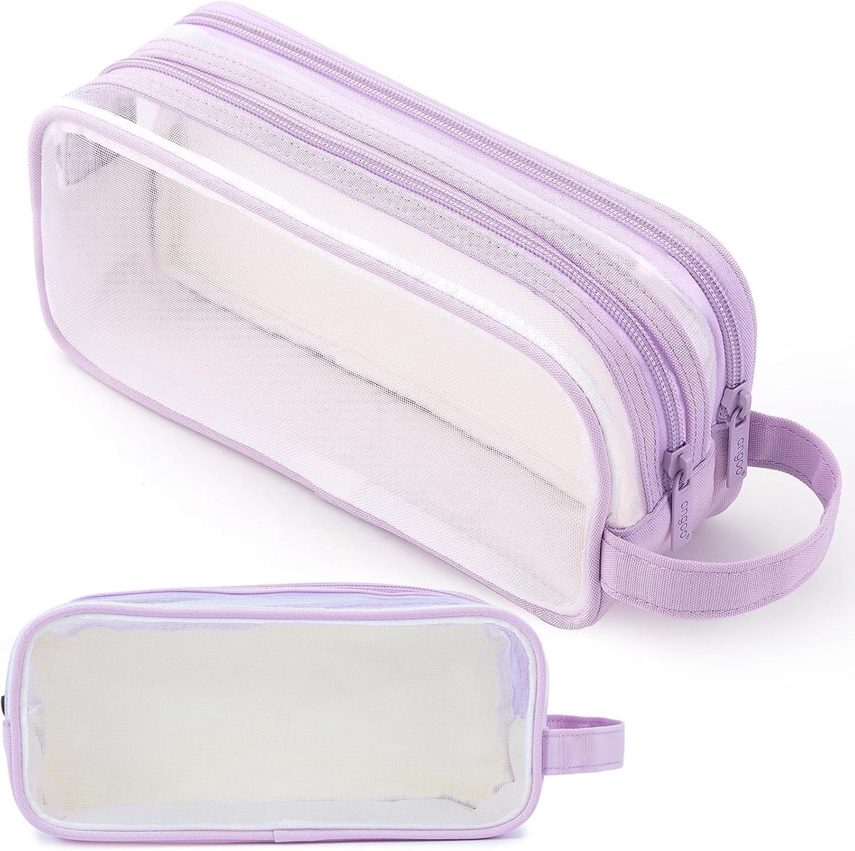 Etui voor Meisjes en Jongens, Pennen Etui Groot voor School en Kantoor - Lila Transparant, Schooltassenset voor Tieners