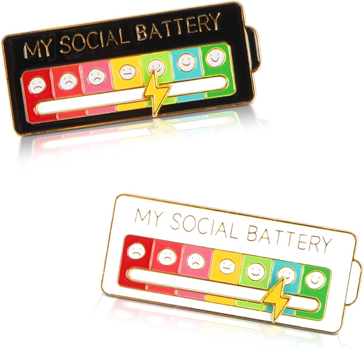 Broche voor 7 dagen, 2 stuks interactieve stemmingsnaalden, functionele esthetische email pins-broche, stemmingsuitdrukkingspin voor introverte mensen, legering en glad email