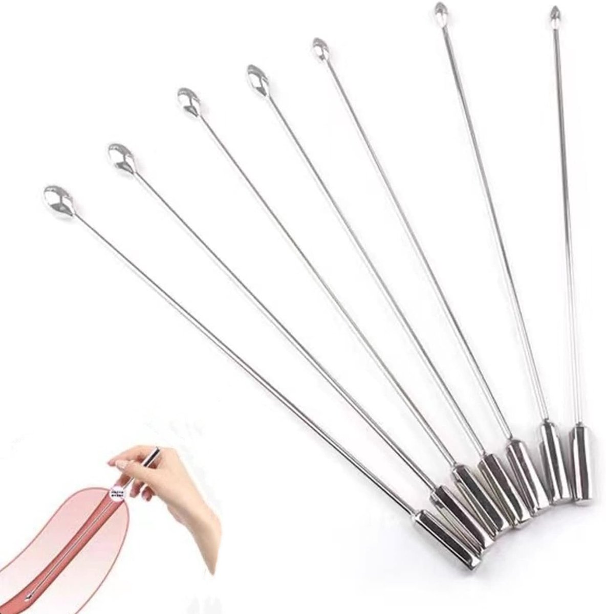 Toys - Catheters & Sounds 7-piece Set Urethral Plug Urethral Dilator Male Metal Penis Dilator Rod Urethral Obstruction Cock Expansion Masturbation Sex Toy