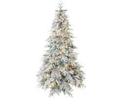 Kunstkerstboom - 180 cm - 350 LED - 740 takpunten - 8 lichtstanden - besneeuwde look - timerfunctie - groen / wit - voor woonkamer en kantoor