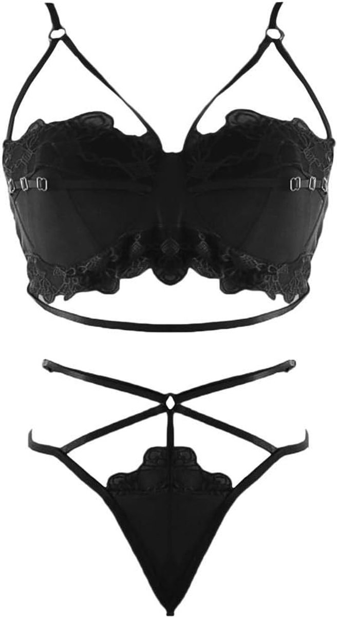 Dames Sexy Lingerie Kanten Beha Porno Ondergoed String Verleiding Transparant Erotisch Ondergoed Dames Nachtkleding-Zwart_L