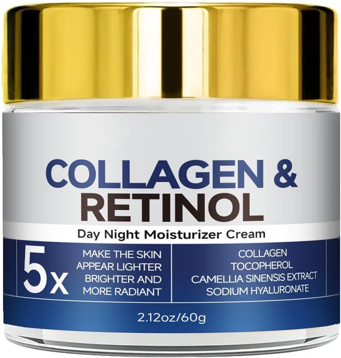 Gezichtscrème, anti-aging retinolcrème, anti-rimpelcrème, verstevigende crème, 24-uurs gezichtsverzorging, geschikt voor de meeste huidtypes, 60 g
