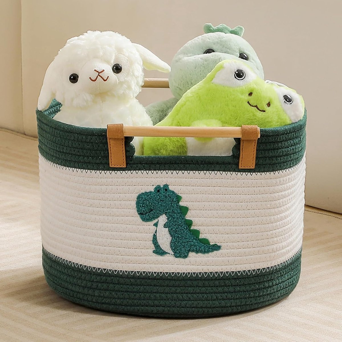 Touw Manden voor Kinderen Knuffel Speelgoed Opslag voor Kinderkamer, Baby Manden voor Geschenken Leeg, Geweven Mand met Houten Handgrepen Deken Handdoek Speelgoed 0rganizer Kids Deken