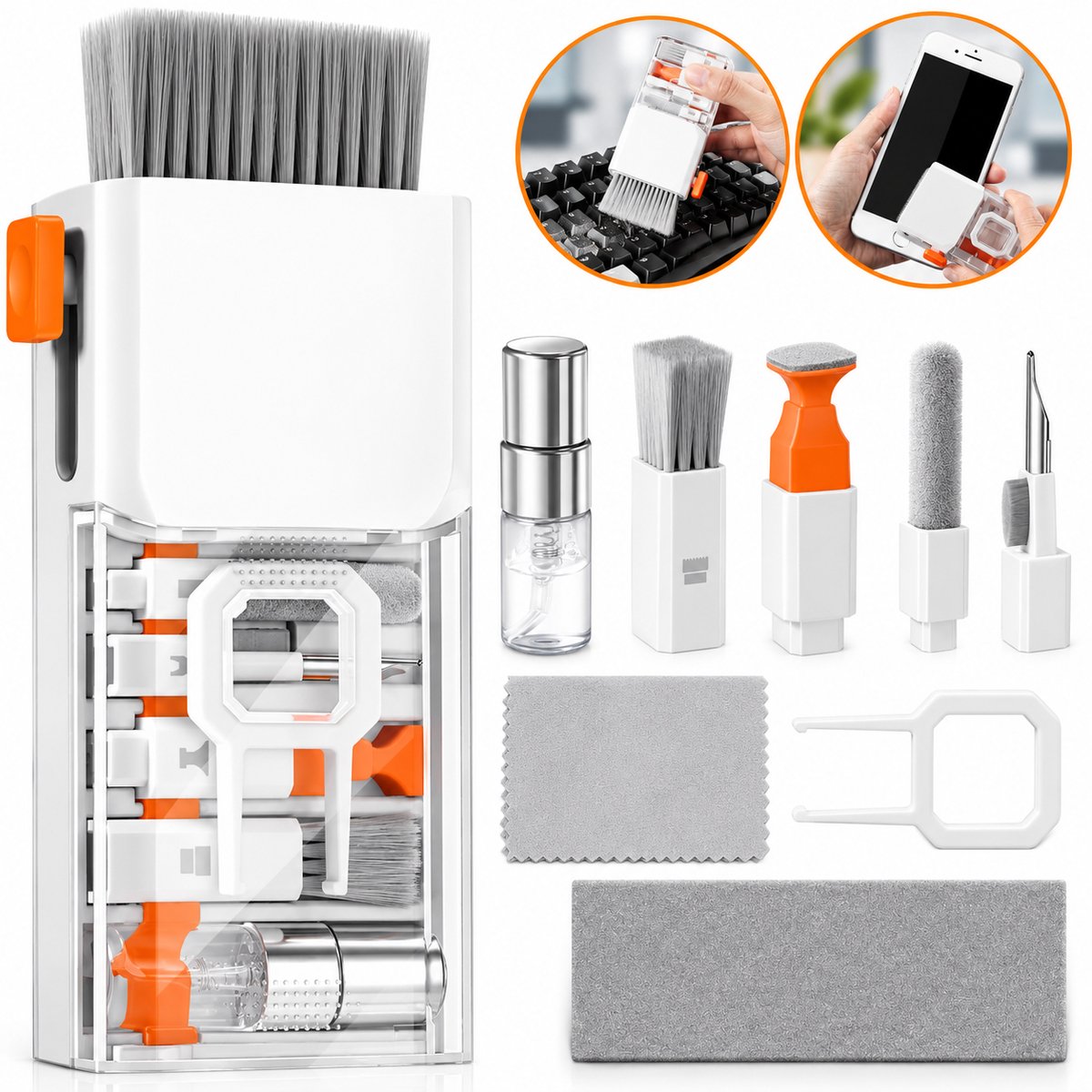 Tolvia Toetsenbord Reinigingsset - Laptop Schoonmaakset - Multifunctionele 10-in-1 Cleaning Kit - Schermreiniger & Reinigingsborstel - Voor Laptop, PC, Telefoon, Tablet, Camera & Oordopjes