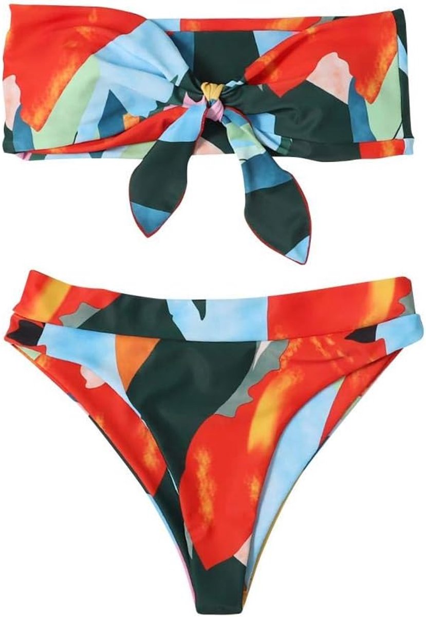 Lingeriesets dames Patchwork Badpakken Ruches Badmode Vrouwen Sexy Band Kleur Print Strandkleding Plus Maat Set -A_S