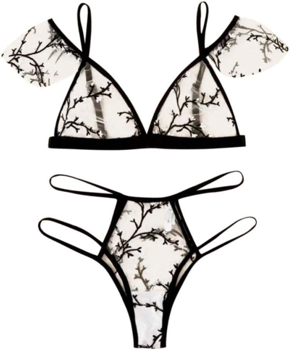 Lingeriesets dames Vrouwen Sexy Lingerie Thong Verleiding Transparante Kanten Beha Borduren Ondergoed Porno Vrouwelijke Nachtkleding