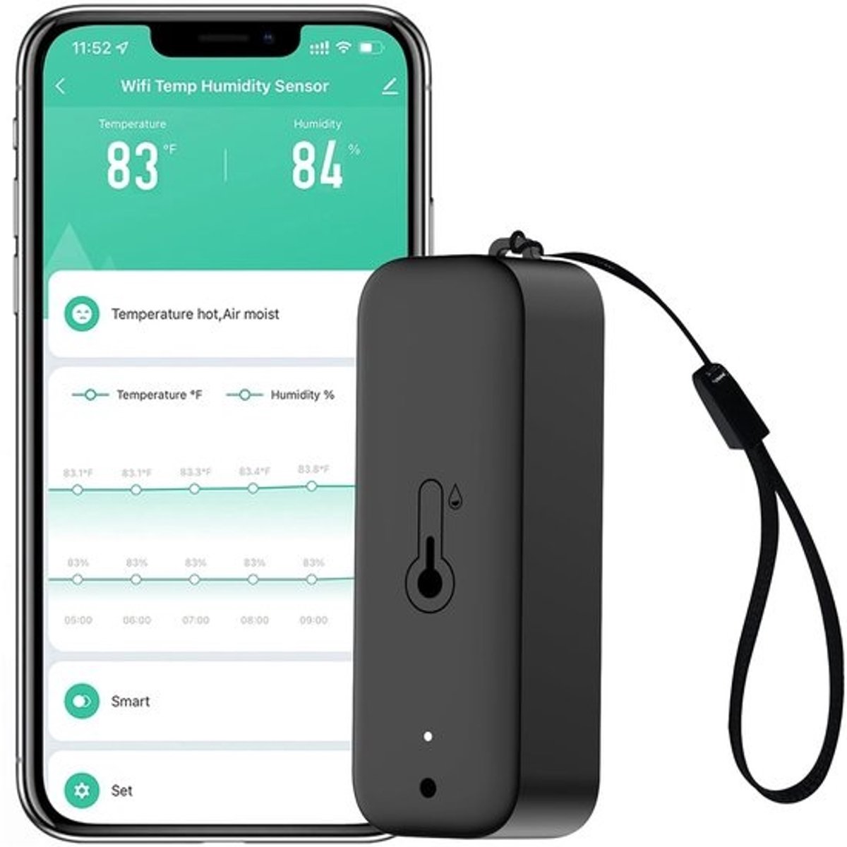Slimme Wifi-thermometer en Hygrometer met App-Bediening en Gegevensexport