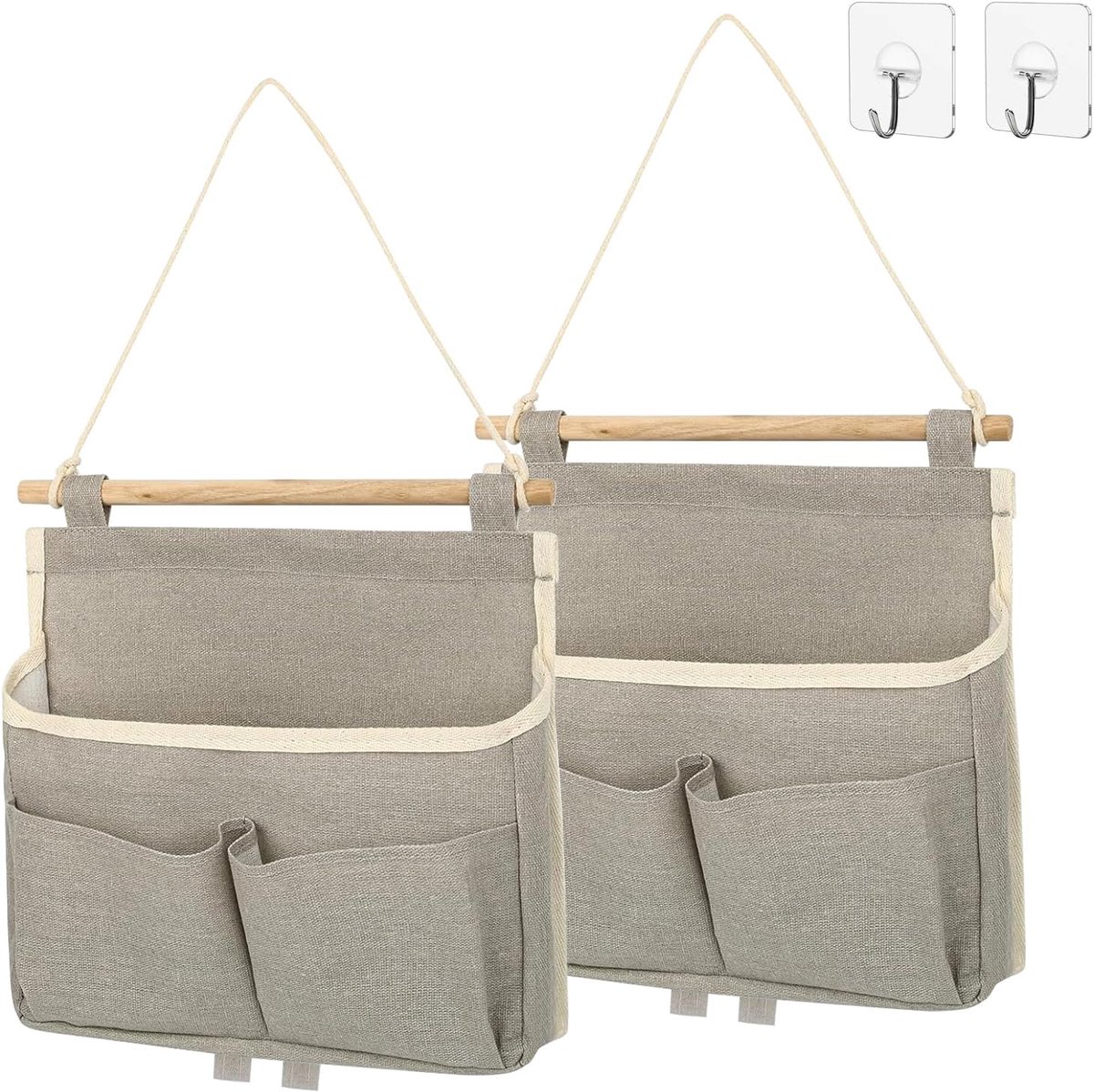 Opbergtas, 2 stuks hangende organizers, voor thuis, kantoor, badkamer etc. (grijs, 23 x 25 x 6 cm)