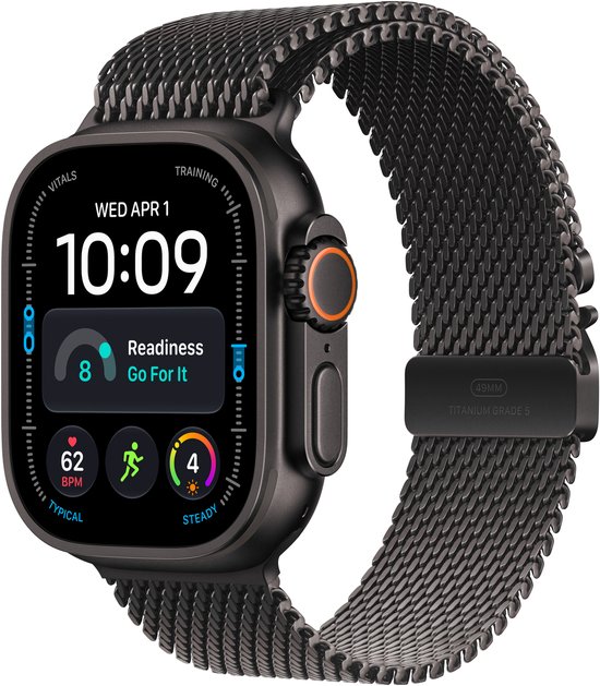 Apple Watch Ultra 4 Cellular 49mm Zwart Milanese Band L