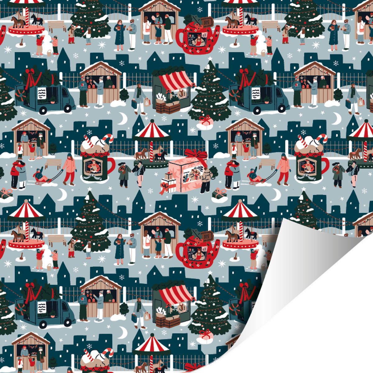 Het Inpakhuis - Cadeaupapier - Inpakpapier - Kadopapier - Kerst - Winter Fair - Zilver - 70cm x 2mtr