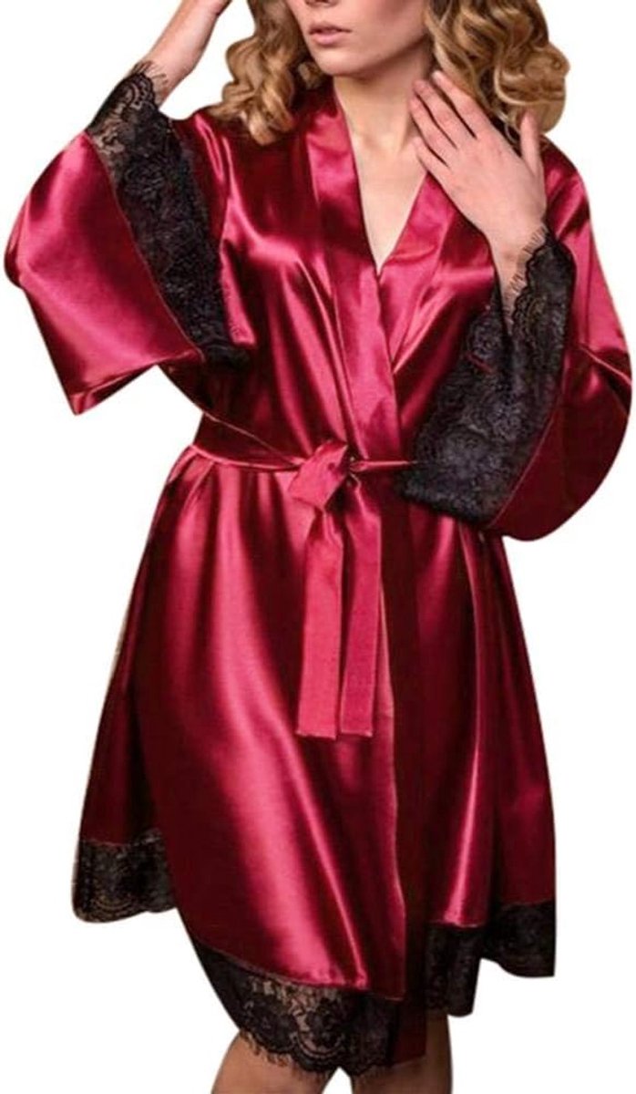 Sexy kanten nachthemd bretels sexy lingerie vrouwen petticoat lingerie pyjamaVrouwen Sexy Zijden Kimono Kamerjas Lingerie Set Nachthemd Jurk Kostuums Vrouwelijke Nachtkleding Lingerie