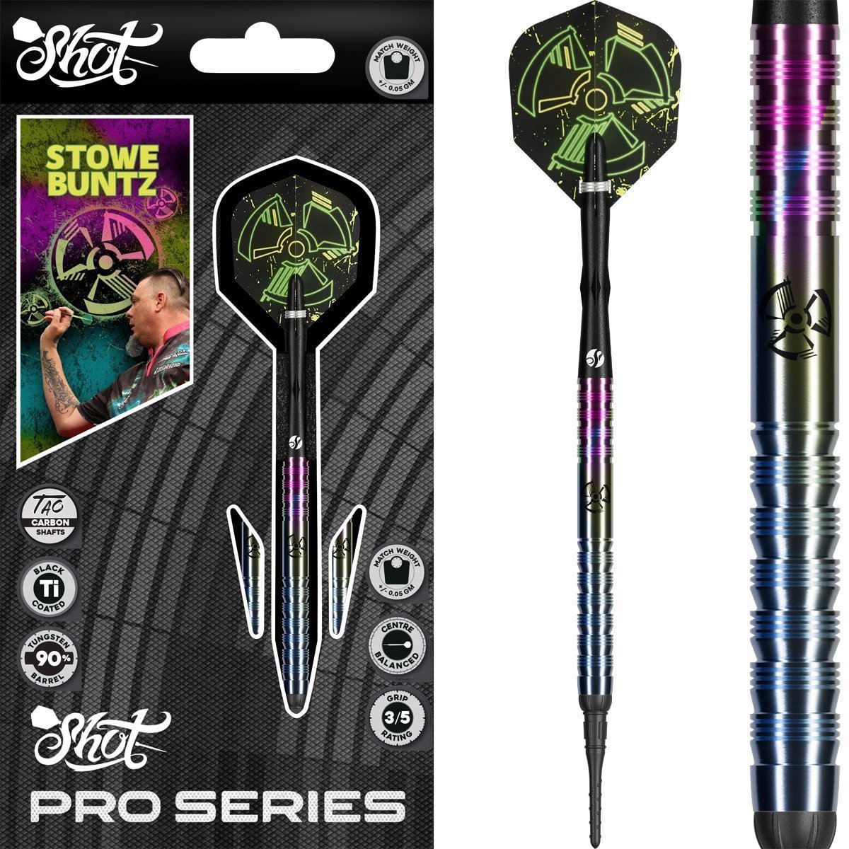 Shot Stowe Buntz 3.0 90% - Soft Tip Darts