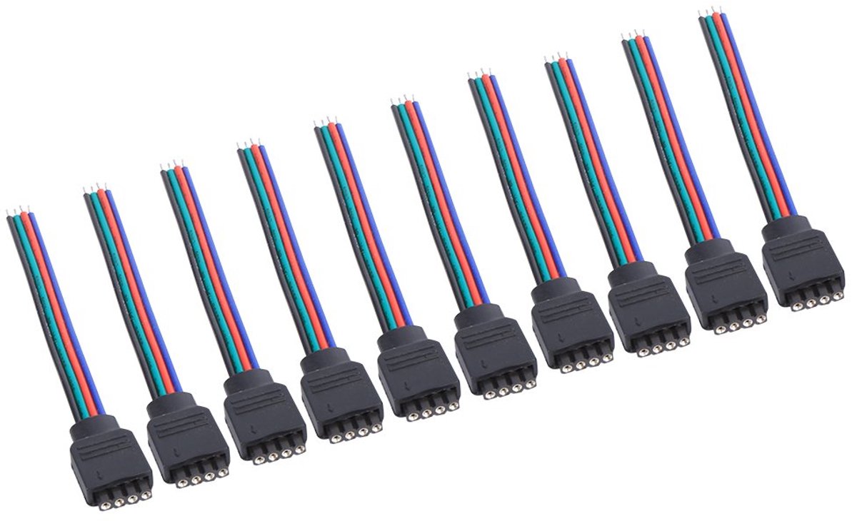 4 Pin,Led Connector 4 Pin,Rgb Adapter 4Pin,Led Strip Verbinder 4 Polig,Led Connector 10Pcs 4Pin Man Vrouw Connector Draad Kabel Voor 3528 5050 Smd Led Strip Licht