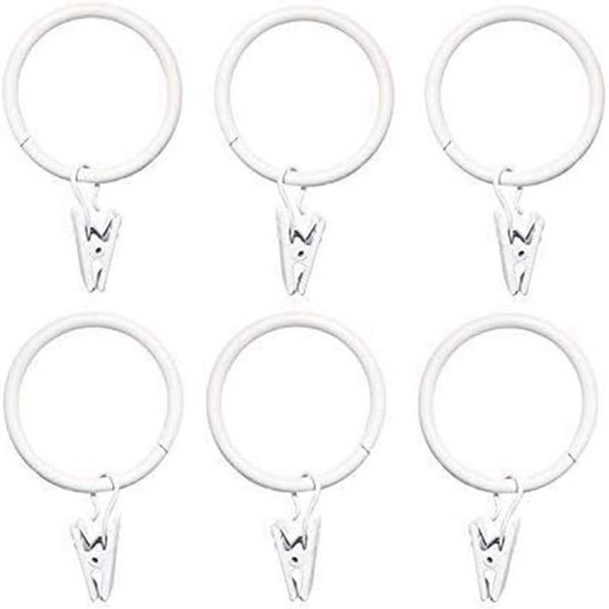 Witte Metalen Gordijnringen met Clips - 20 Stuks - Decoratieve Roestvrije Gordijnringen voor Zware Gordijnen