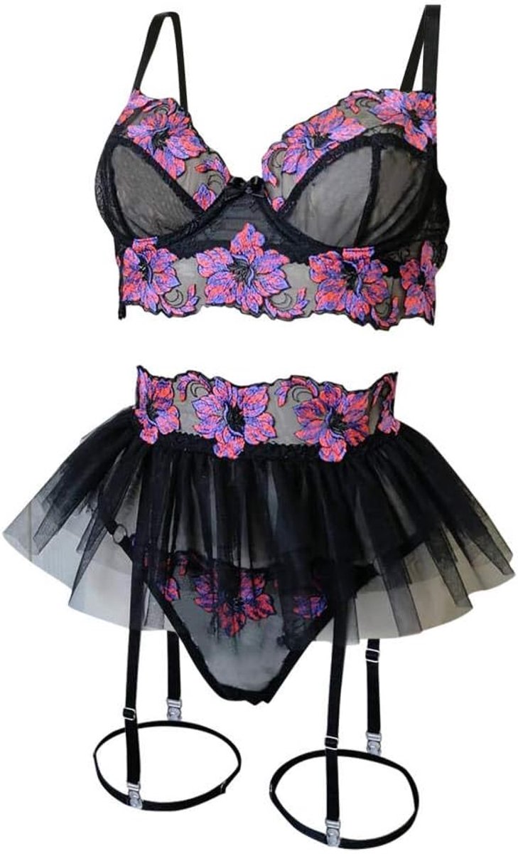 Kleding Dames sexy lingerie kanten borduurwerk ondergoed