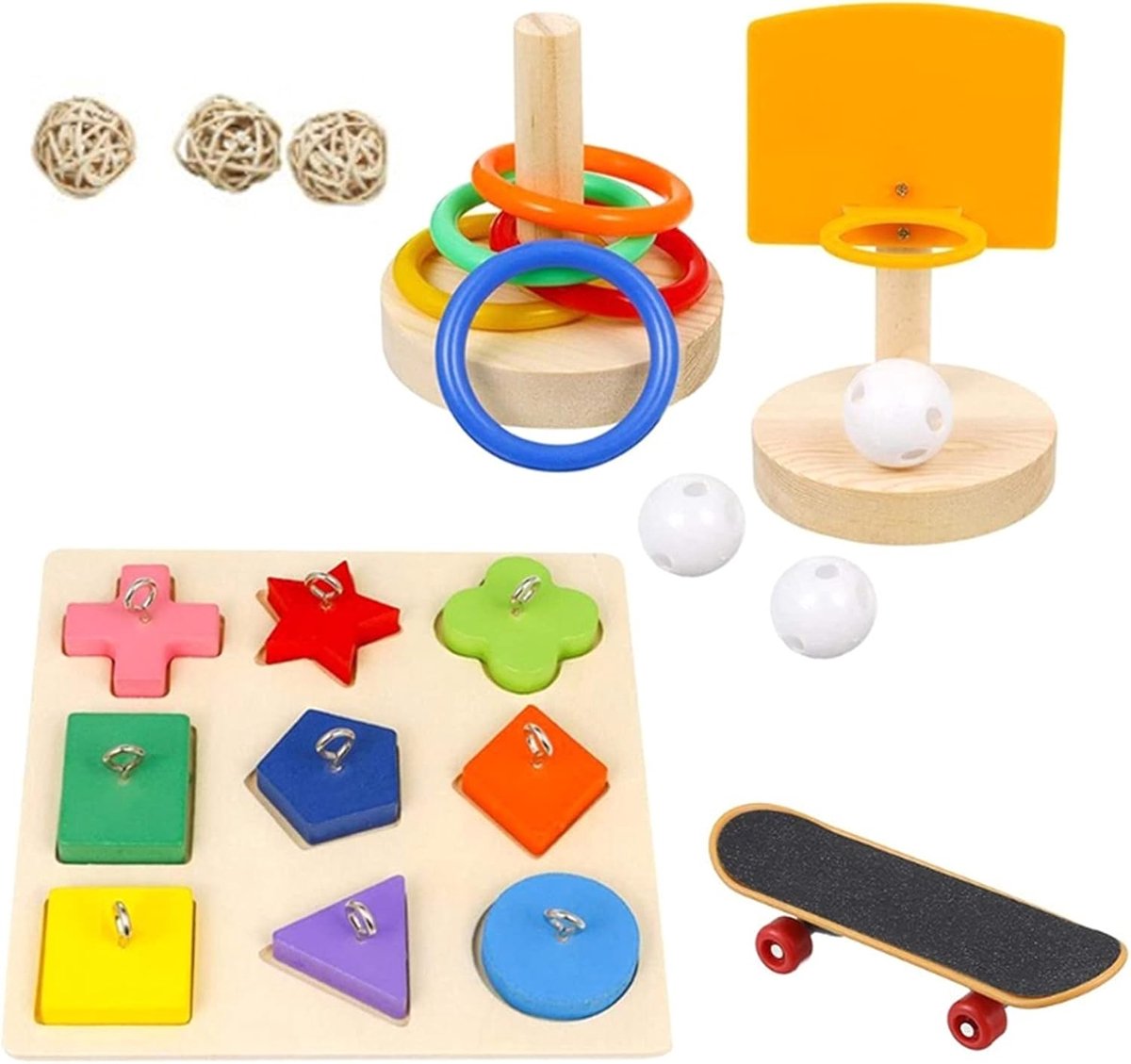 Speelgoed, papegaai-puzzelstukjes papegaai spelen staande training interactieve speelgoed vogel hangend kauwspeelgoed om gezond te blijven, geschikt voor boedgie, ara's