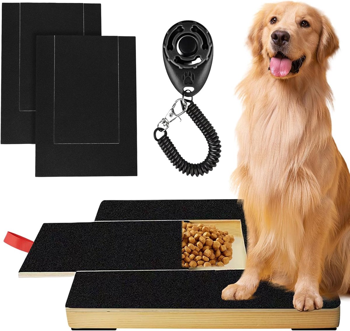 Krabpaal voor honden: krabpaal voor honden met Clicker Trainer en 2 reservebladen schuurpapier voor honden en huisdieren Care Sanding