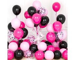 Ballonnen, Ousuga 30 stuks 30 stuks 30 cm pastelroze mat felroze zwarte confetti latex ballonnen set voor meisjes jongens verjaardag baby bruidsdouche bruiloft verloving
