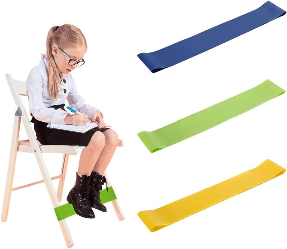 3 stuks elastische stoelhoezen voor kinderen, focus en rust gegarandeerd veilig materiaal van natuurlijk latex eBook "ADHD Kind" inbegrepen
