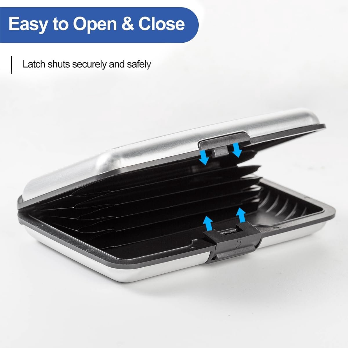 Creditcardhouder van aluminium voor dames en heren, RFID-blokkering, NFC, voor creditcards, ID-kaarten, bankkaarten, kaarthouder, zilverkleurig, Het is zwart., 11 x 1,8 x 7,4 cm