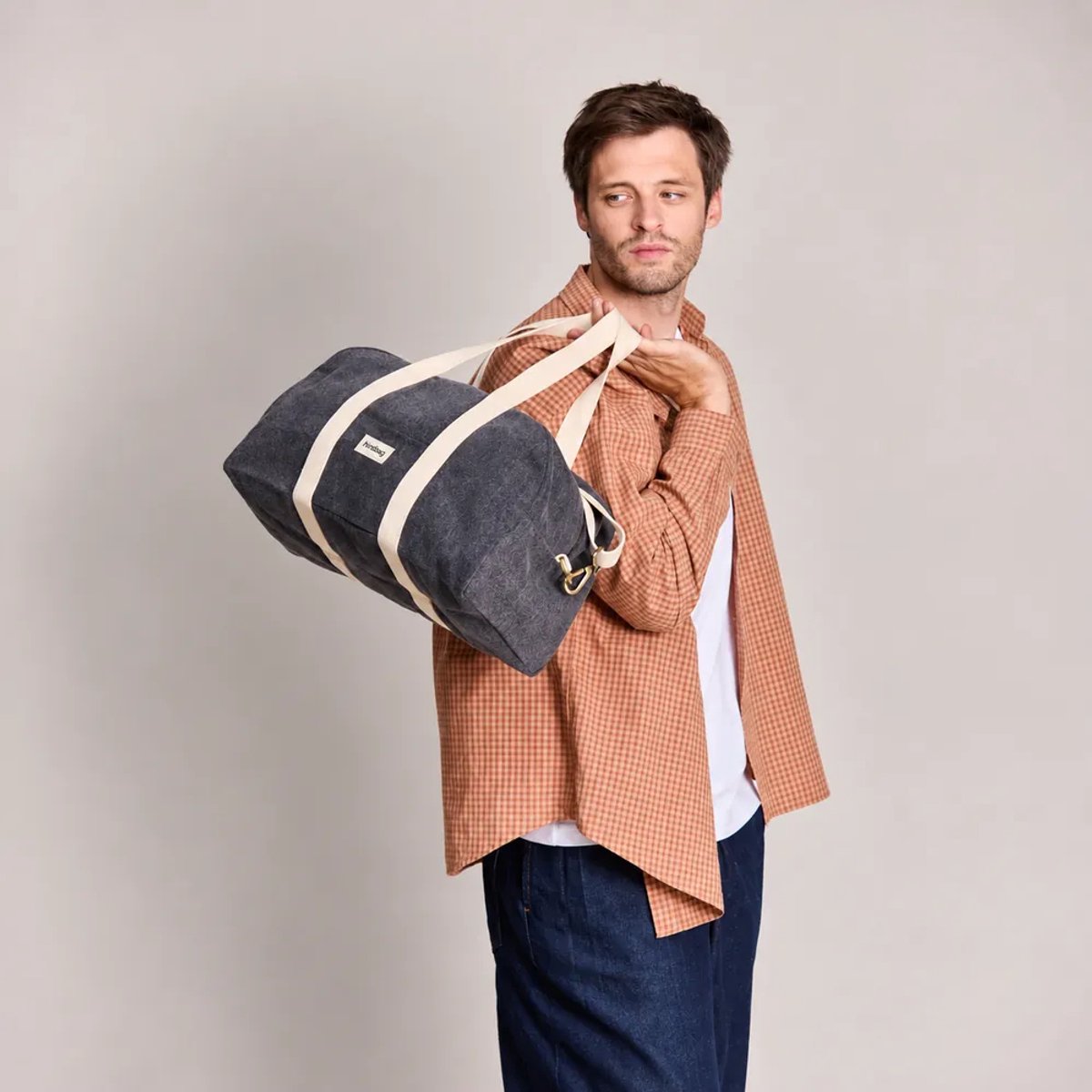 Hindbag sporttas Charlie donkergrijs - biologisch katoen