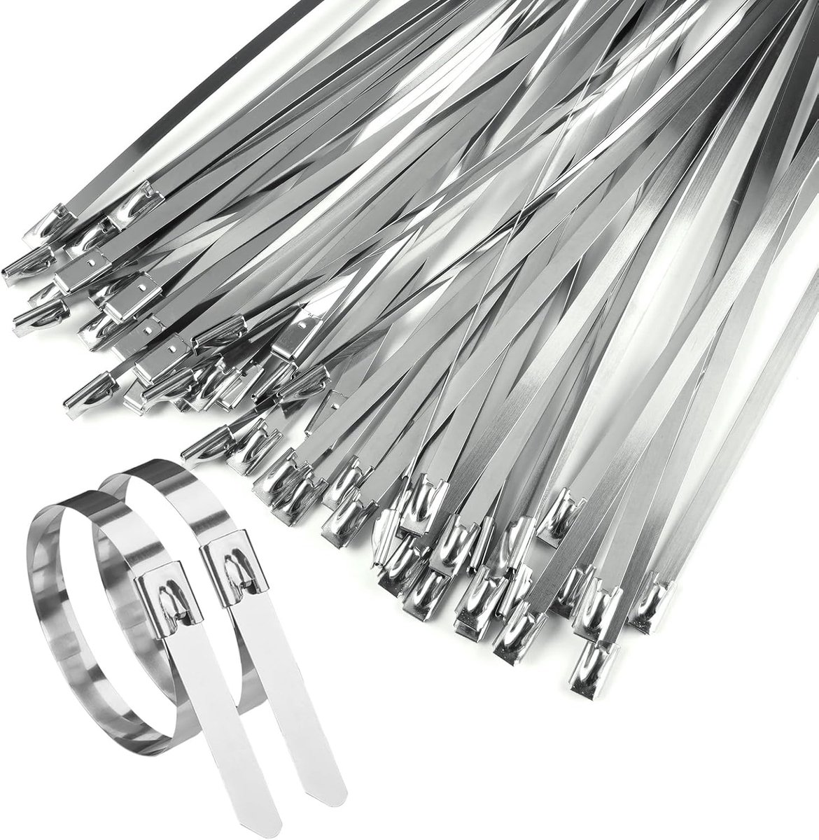 SnelShoppen - 50 Stuks Roestvrijstalen Kabelbinders 500 x 4,6 mm - Geperforeerde Zelfborgende Metalen Binders voor Vast Bevestigen in Tuin, Keuken en