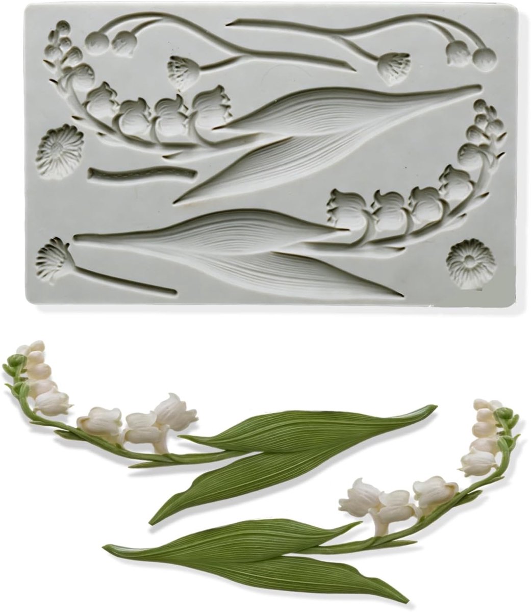 Siliconen bakvorm bloemen 20,2x12,2cm - grijs - voor fondant en taarten - creatief decoreren - ShopVlot