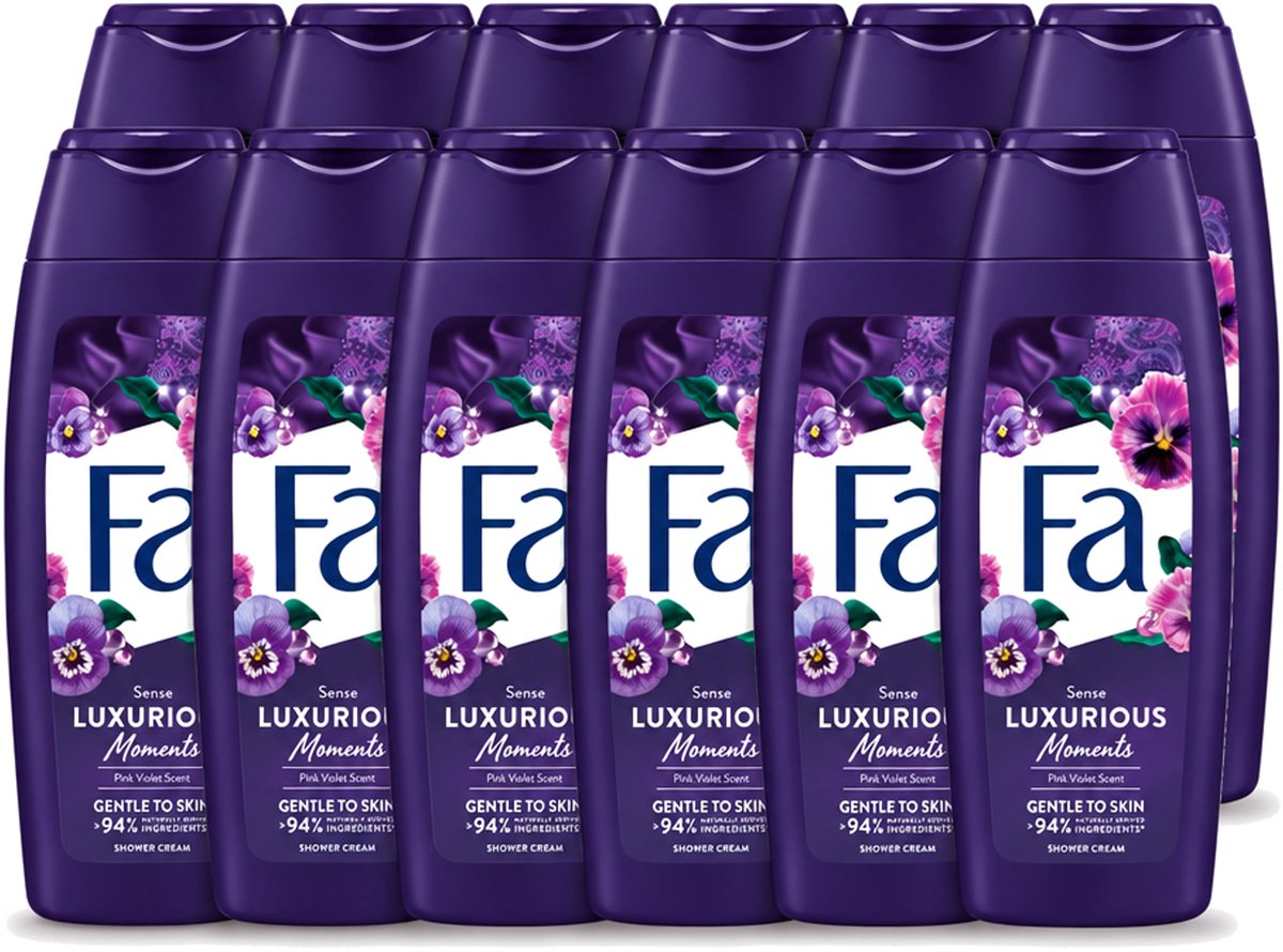 12 x Fa - Luxurious Moments - Douchecrème - Roze Viooltjes - 250 ml - Voordeelverpakking - 12 stuks