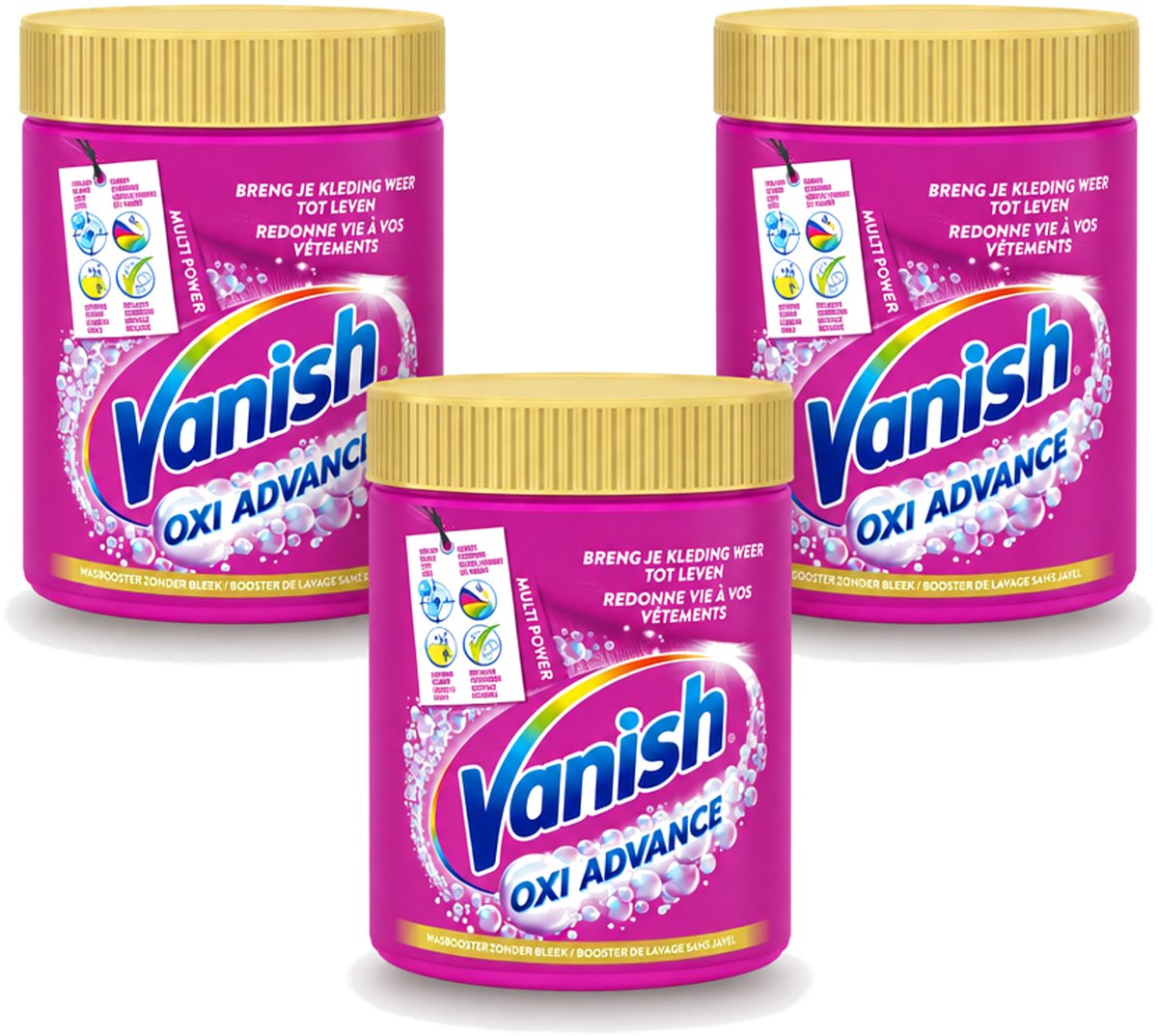 3 x Vanish Oxi Advance - Vlekkenverwijderaar Poeder - Zonder Bleek - Gekleurde Was - 840 Gram - Voordeelverpakking - 3 stuks