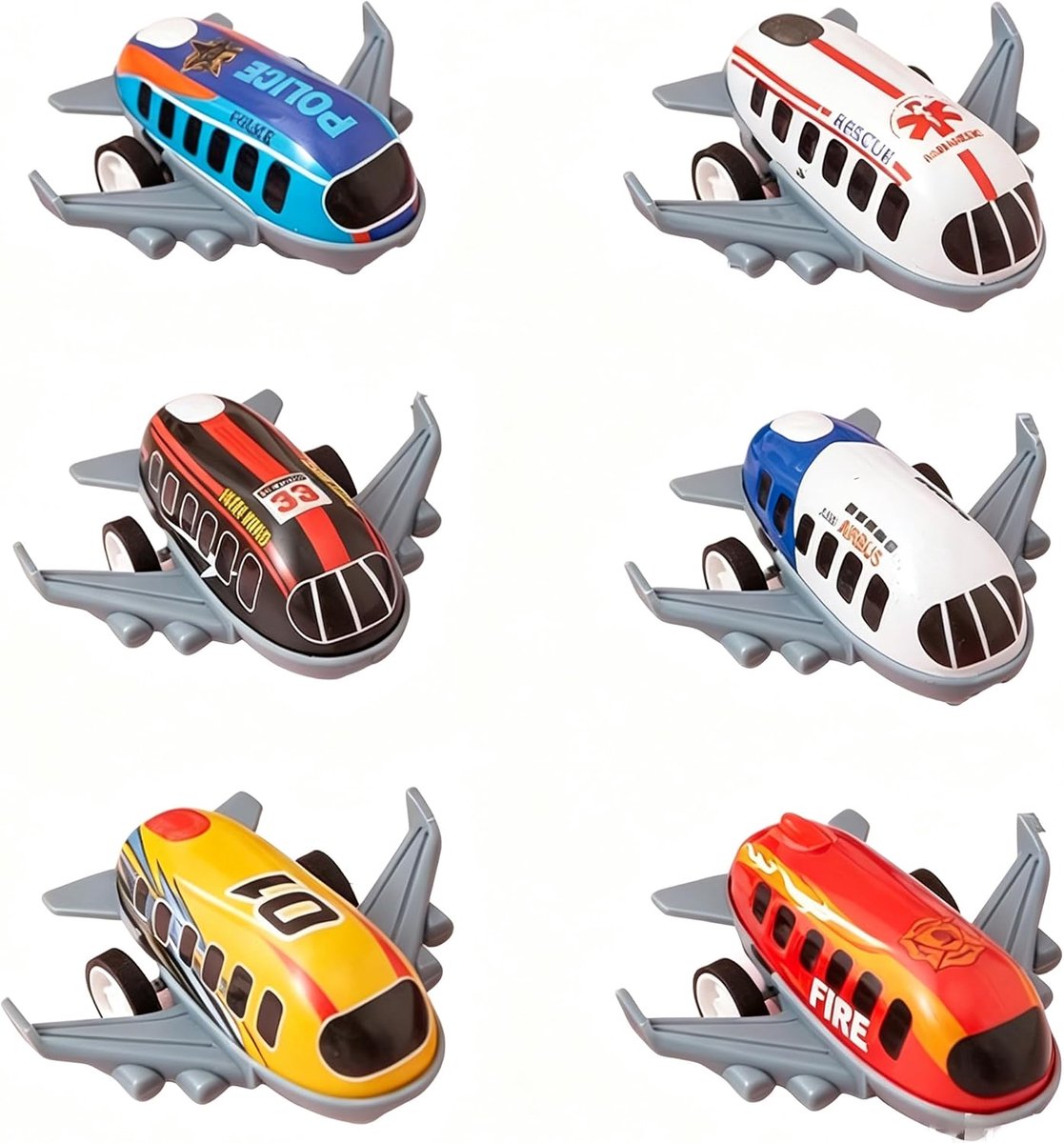 6-delige set met terugtrekbare vliegtuigen, stealthbommenwerpers, miniatuurvliegtuigjes, meerkleurig, ideaal als