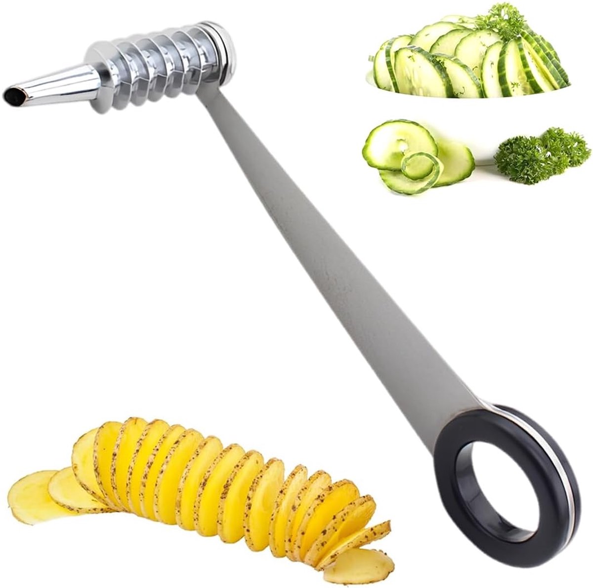 Spiraalsnijder voor groenten, spiraalsnijder, aardappelspiraalsnijder, voor aardappelen, wortelen, komkommers, ideaal voor keuken, barbecue, picknick