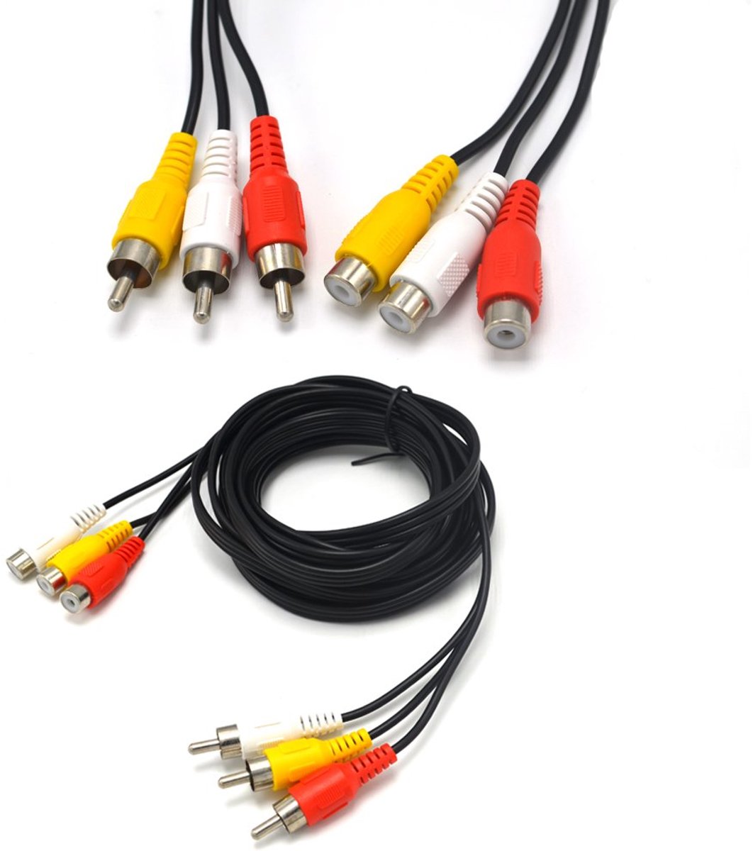 3 m 3RCA Mannetje naar Vrouwelijke Audio Composiet Uitbreiding Videokabel DVD