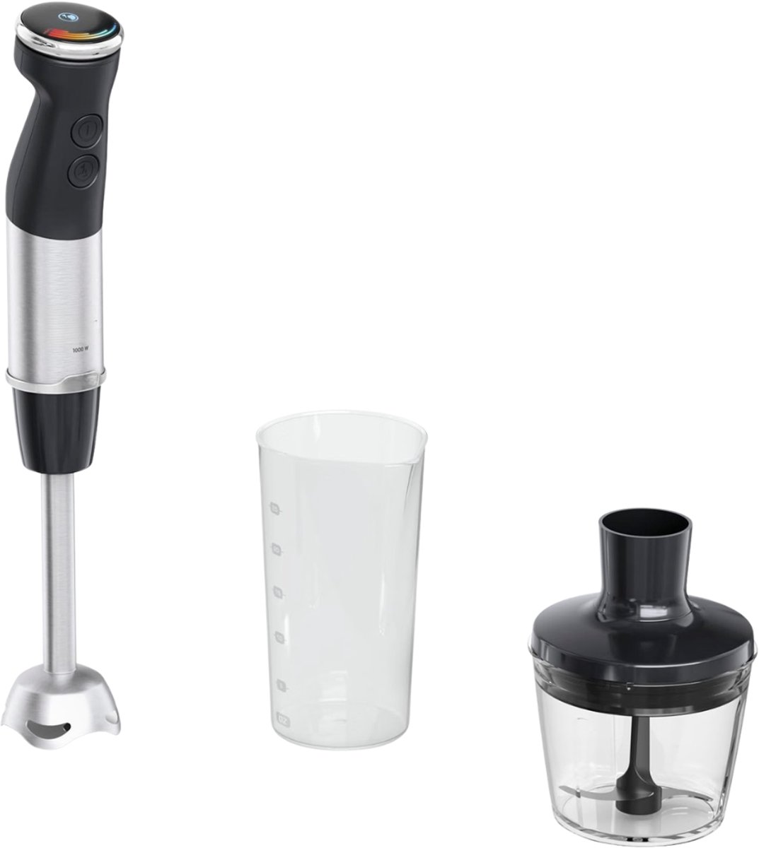 Verte - Staafmixer - 2-In-1 Staafmixer En Hakmolen - 1000 W - Turboknop - Intuïtieve Snelheidsregeling - Spatbescherming - Powelix-Mestechnologie - Roestvrij Staal