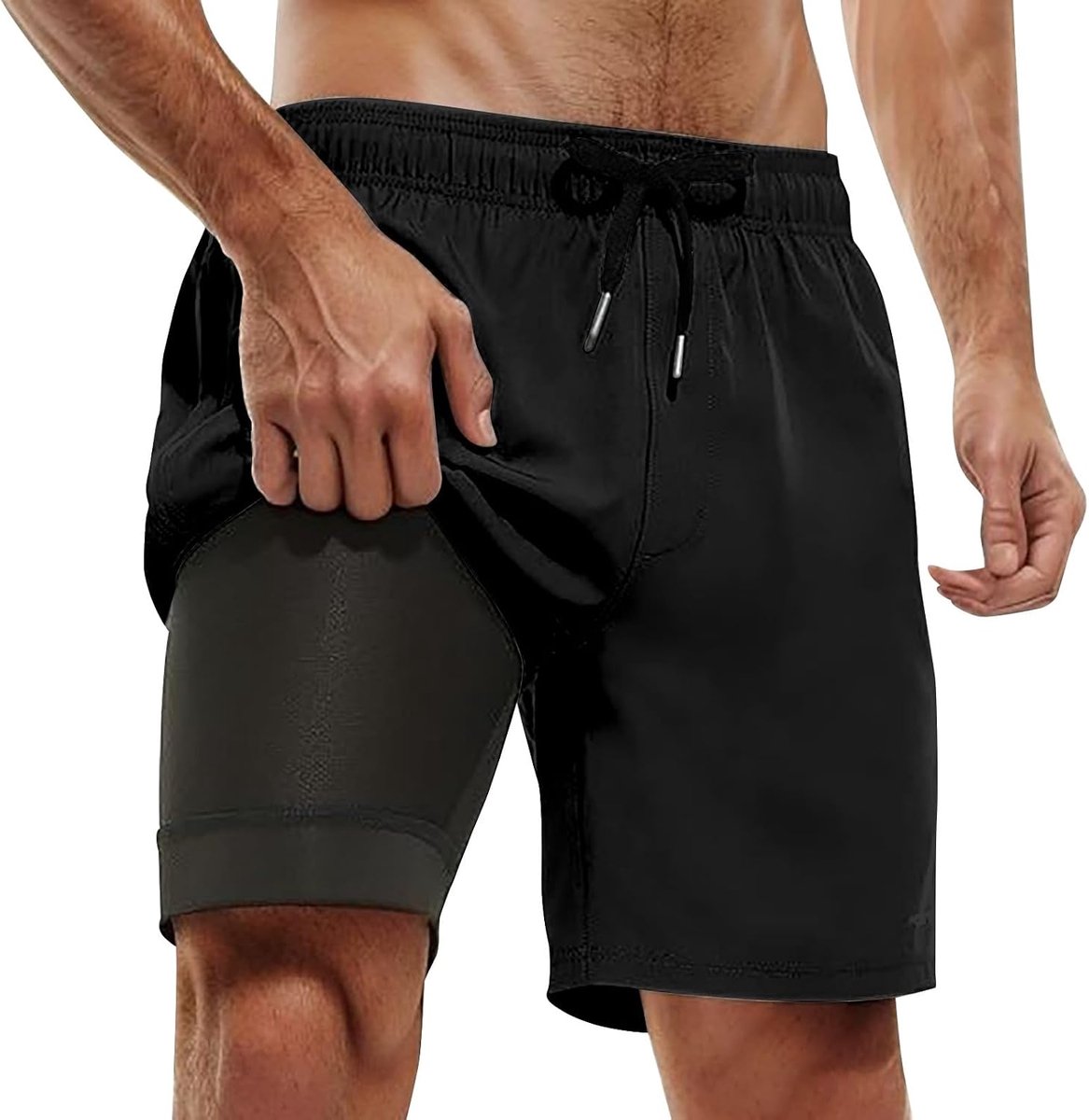 Zwembroek voor heren met compressievoering en zwemshorts met zakken