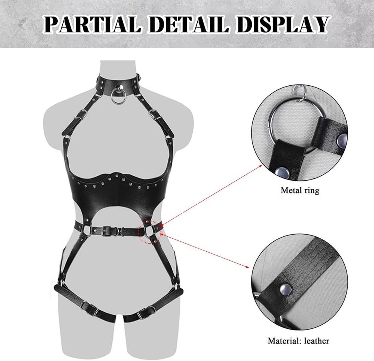Harnas Riem Set Body Harness Dames Uitgesneden Taillegordel Punk Lingerie Harness Festival Outfit Rave Kleding Verstelbare Look Clubwear Beenriemen Borst Harnas