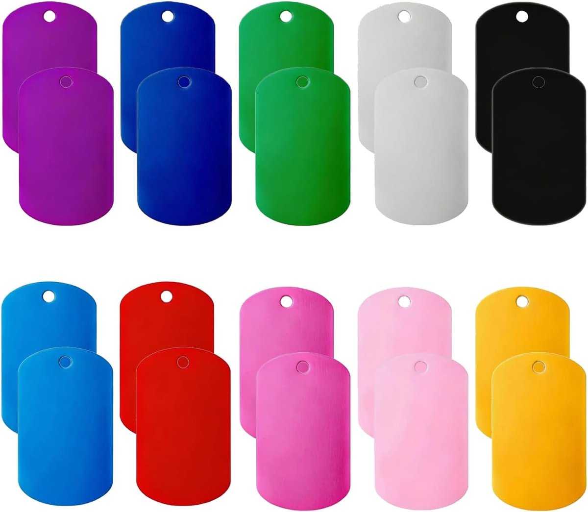 20 stuks graveerplaten voor hondenhalsbanden, gekleurde blanco etiketten van aluminium, geschikt voor identificatiemedailles voor huisdieren, gepersonaliseerde accessoires
