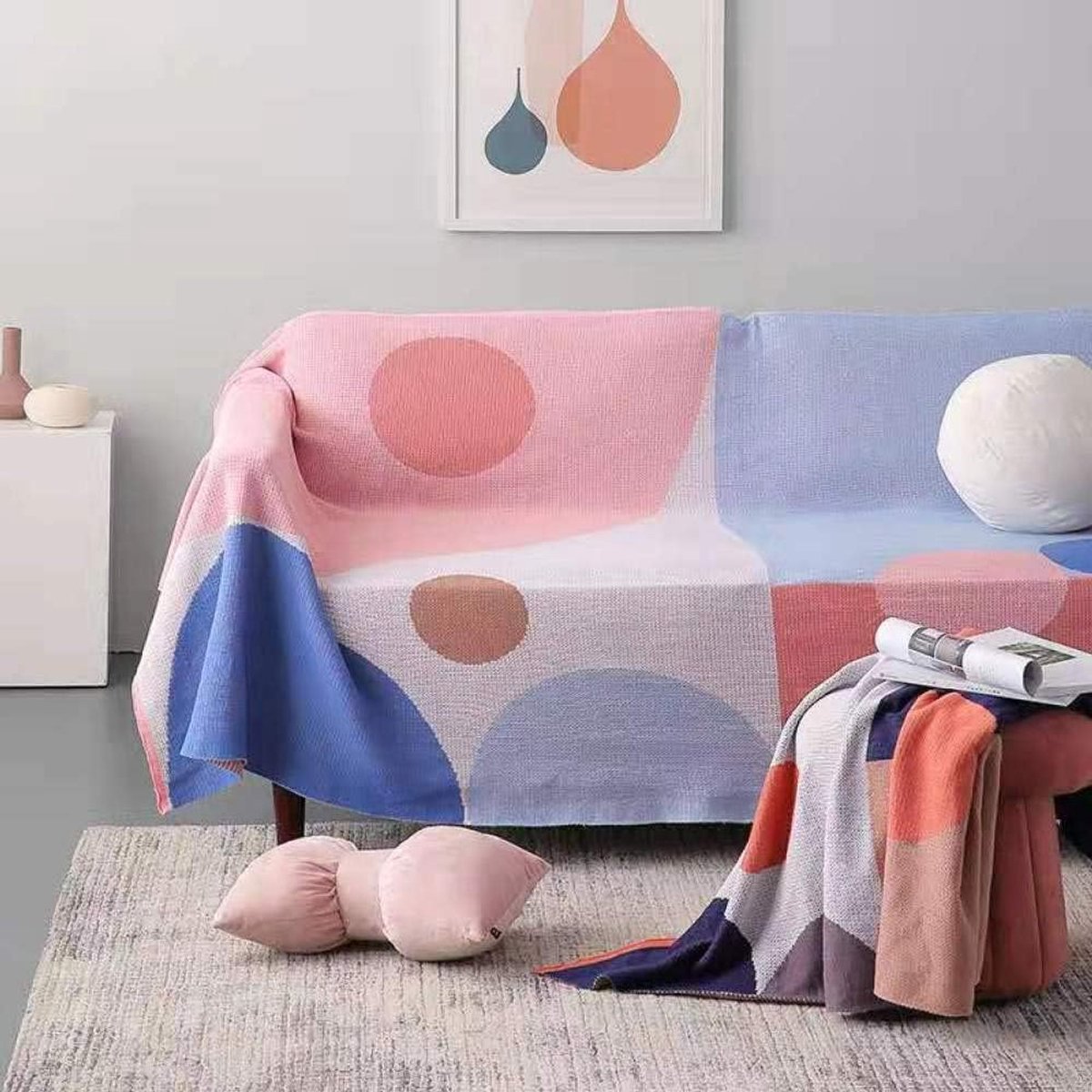 Double/Twin Size fleece beddekens Warme donzige omkeerbare microvezel stevige dekens voor bed en bank-Blauw poeder_160cmx260cm