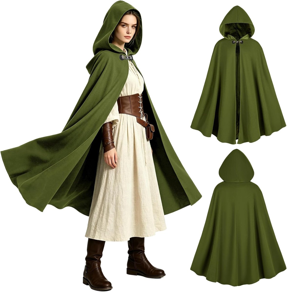 Cape met capuchon voor dames, renaissance-cape met capuchon, Halloween, cape voor volwassenen, uniseks