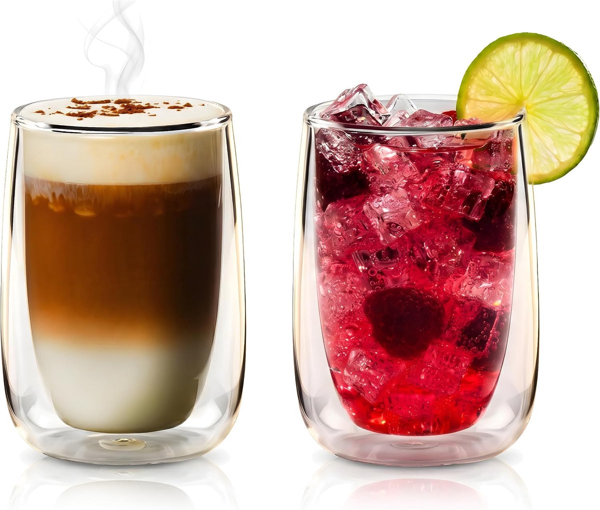 Macchiato glazen, dubbelwandig, 250 ml thermoglazen van borosilicaatglas, geïsoleerde koffieglazen voor cappuccino en espresso - set van 2