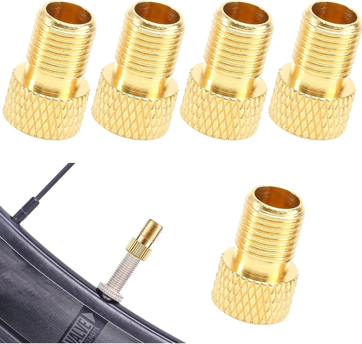 5-Pack Fietsventieladapters, Frans naar Schrader Converter