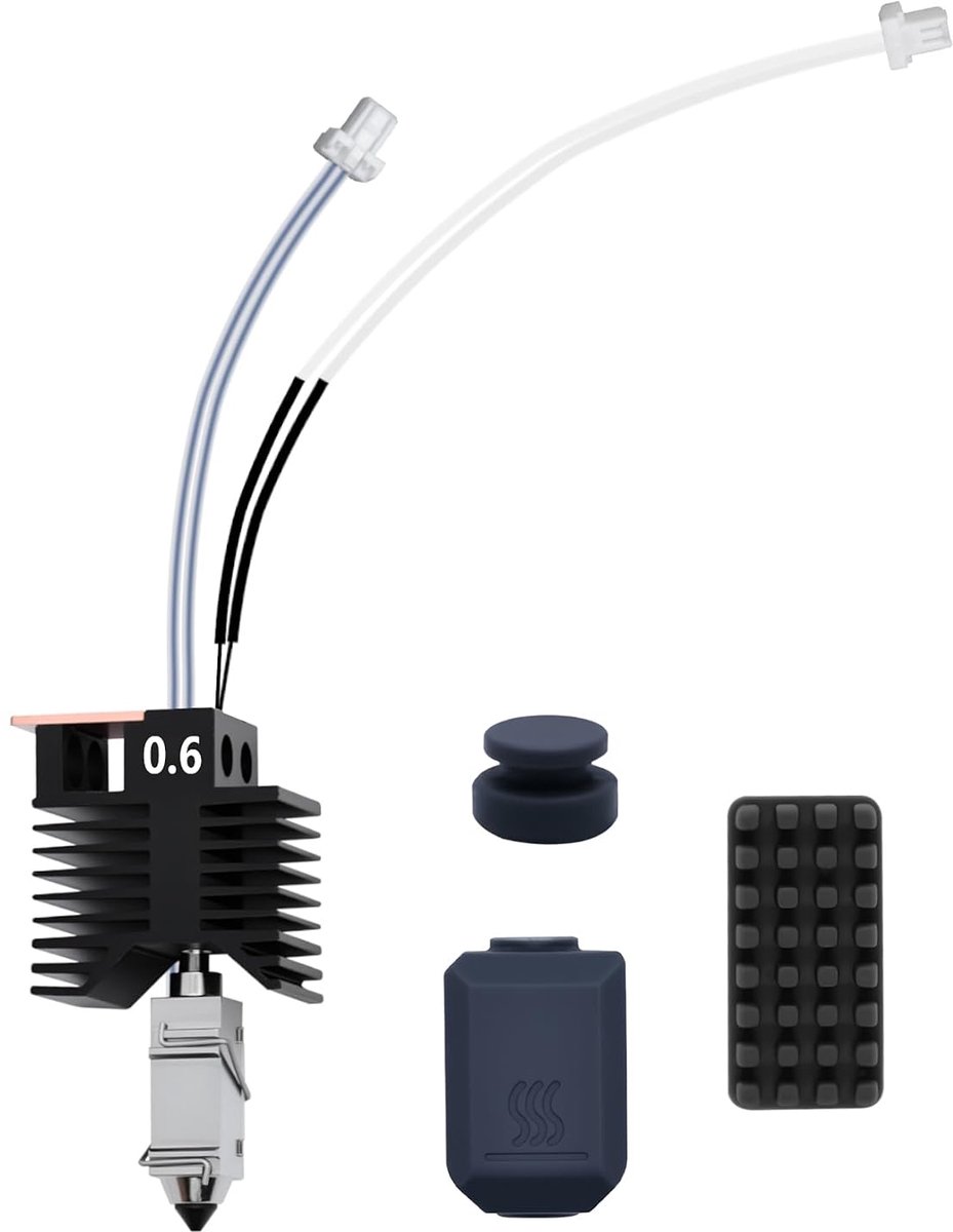 End voor Snapmaker U1, 0.6mm Gehard Staal Nozzle Hotend Montage met Keramische Heater Hoge Temp Thermistor Nozzle Wisserborstel & Anti-Lek Pad U1 Hotend Vervanging Kit